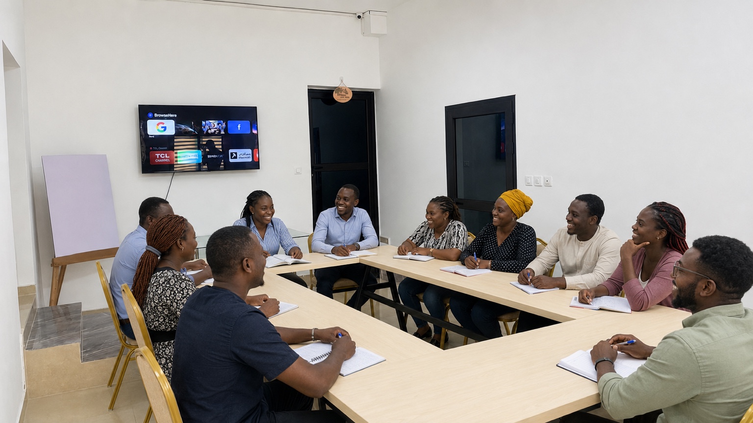 Apprenants pendant un cours d’anglais à ABEC, Angré Bessikoi, Abidjan